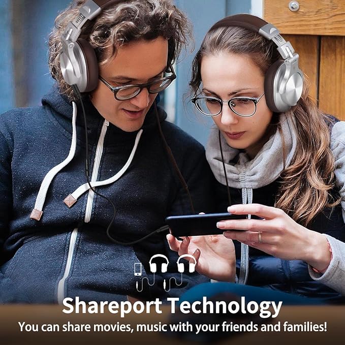 OneOdio A71 Hi-Res Studio Recording Headphones - Wired Over Ear Headphones with SharePort, Monitoring Mixing Foldable Headset with Stereo Sound, 3.5/6.35MM Jack for PC Computer DJ Guitar-Silver