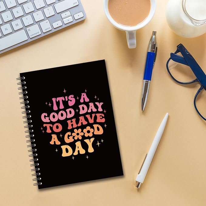 YAZMEEN Inspirational Blank Spiral Notebook（160 Pages） It's A Good Day to Have A Good Day Hardcover Sketchbook Coworker Appreciation Gift Funny Encouragement Gifts for Teacher Student Office Worker