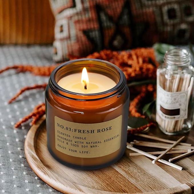 4 Pack Candles for Home Scented Candles Clearance, Aromatherapy Candle Gifts for Women, Natural Soy Wax Long Lasting Amber Jar Candles Set, Gifts for Birthday, Valentine's, Mother's, Anniversary