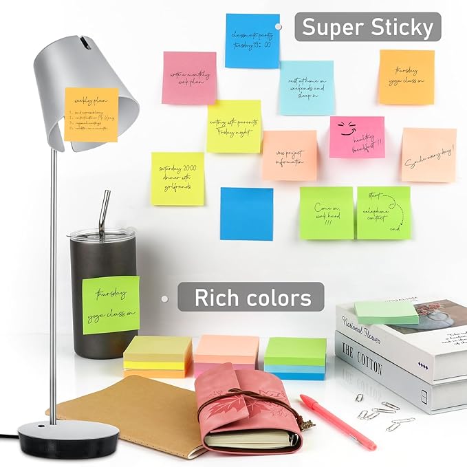 Sticky Notes,10 Pads,3x3 Inches, Colorful Self-Stick Notes Pads, Office Supplies,Perfect for Office, Study, and Daily Life Organization,100 Sheets/pad