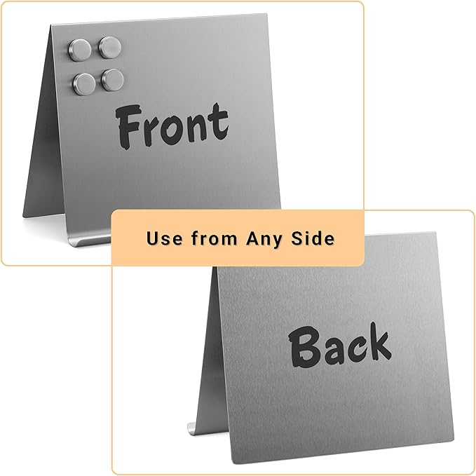 Large Magnetic Bulletin Board – Dry Erase Memo Board with Stand – Tabletop Metal Easel for Magnet Display – 12x10 Inches + 4 Magnets