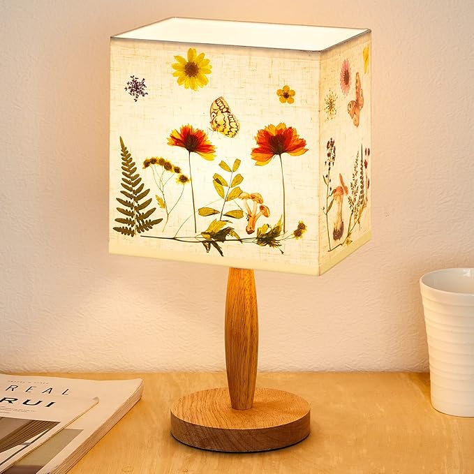 Hortsun Pressed Floral Lamp Floral Bedside Lamp Vintage Flower Desk Lamp for Bedroom Living Room, Dorm, Home, Office Decor(1 Pcs, Vibrant Style)
