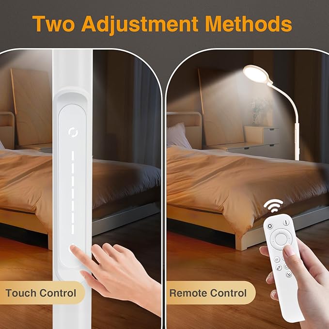 Light Therapy Floor Lamp, Dimmable 11000 Lux UV-Free LED Sunlight Lamp with Tray, 2-in-1 Floor & Desk Adjustable Height Full Spectrum Happy Therapy Light with Remote Timer for Reading Home Office