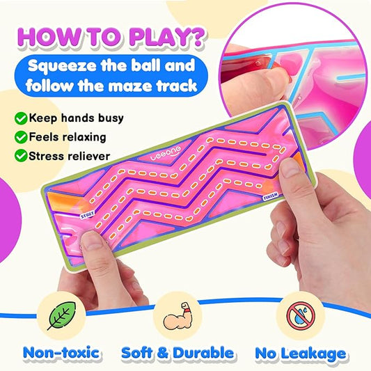 Squishy Sensory Fidget Autism Toys for Kids: Sensory Toys for Sepcial Need 6 Pack Maze - Quiet Fidget Sensory Filled Goo for Calming Down Classroom, Adult Office,Travel Essentials