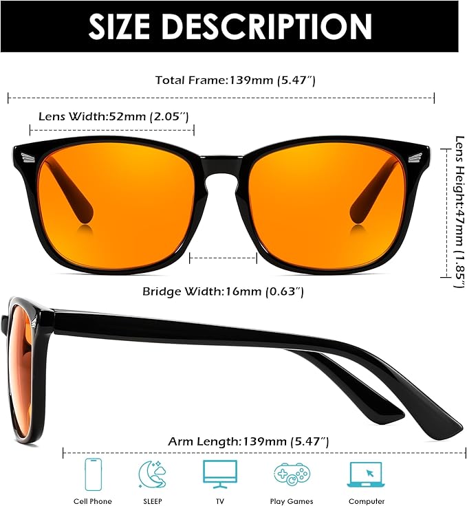 FEISEDY Orange Blue Light Blocking Glasses for Woman Men Amber Lenses Computer Gaming Glasses for Better Sleep
