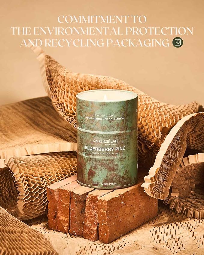 M&SENSE Elderberry Pine Scented Candles Natural Non Toxic, Aromatherapy Candle for Stress Relief Meditation Relaxing, Housewarming Gifts for Women Men, 11.3oz 70 Hour Long Burning