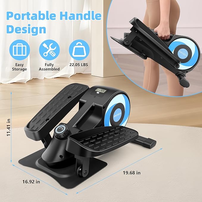 ANCHEER Under Desk Elliptical, Under Desk Bike Pedal Exerciser, Ultra-Quiet Mini Elliptical Machines for Home Office Use, Fully Assembled Leg Exerciser 2 in 1 Seated Standing Elliptical