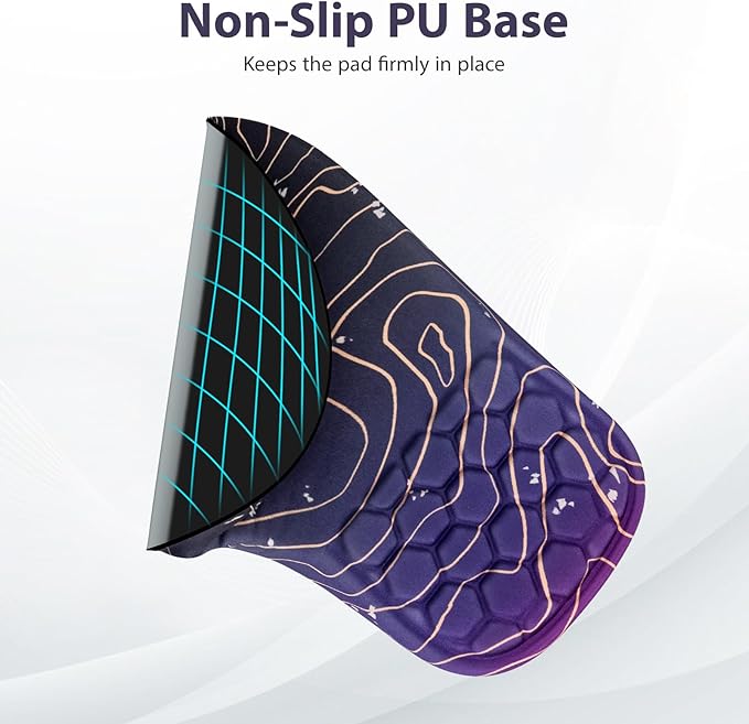 3 in 1 Ergonomic Mouse Pad and Keyboard Wrist Rest, Pad for Mouse and Keyboard Massage Design, Non-Slip Mousepad Set with Wrist Rest for Desk (Purple)