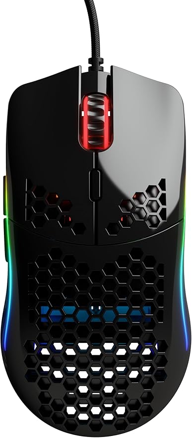 Glorious Model O- (Minus) Compact Wired Gaming Mouse - 58g Superlight Honeycomb Design, RGB, Pixart 3360 Sensor, Ambidextrous, Omron Switches - Glossy Black