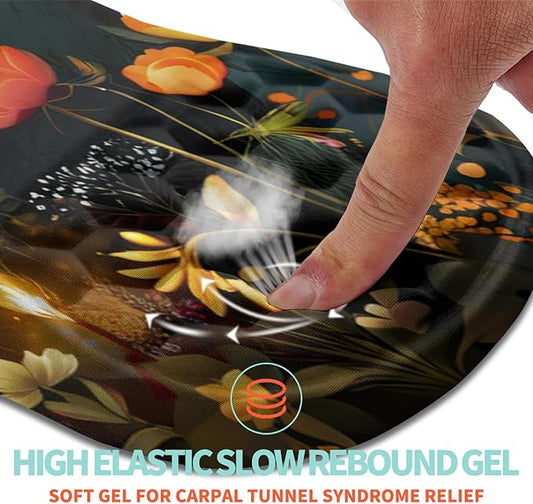 Ergonomic Mouse Pad Wrist Support with Memory Foam Massage Bulge, Carpal Tunnel Pain Relief Mousepad Wrist Rest for Mouse(12x8 inch, Midnight Forest)