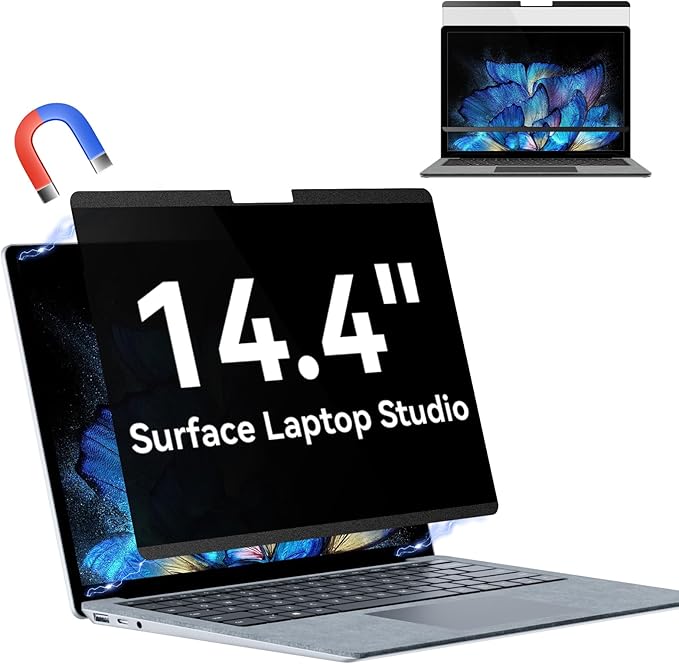 Magnetic Privacy Screen for 14.4 inch Microsoft Surface Laptop Studio 2/1, Removable Anti Glare Blue Light Laptop Privacy Filter, Anti Spy Black Protector Security Private