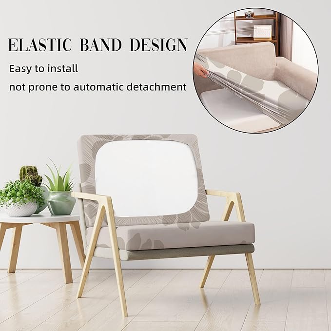 8Pcs Stretch Patio Cushion Covers Outdoor Cushion Cover, Jacquard Stretch Cushion Covers, Cover Replacement, Outdoor Sofa Covers, Washable Furniture Couch Cushion Cover (Wild Gardenia)