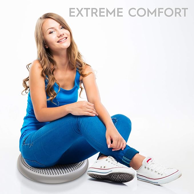 Bouncyband – Wiggle Seat – Silver, 13” D – Large Sensory Cushion for Kids Ages 6-18+ – Promotes Active Learning, Improves Student Productivity, Includes Easy-Inflation Pump