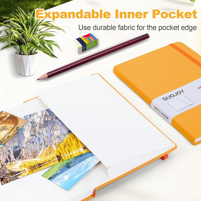 Lined Journal Notebook for Women Men,5.5"x8.3",100 GSM Thick Paper, A5 Hardcover Leather Journaling Notebooks for Writing,Travel,Work & School,College Ruled Notebooks for Note Taking Diary(Orange)