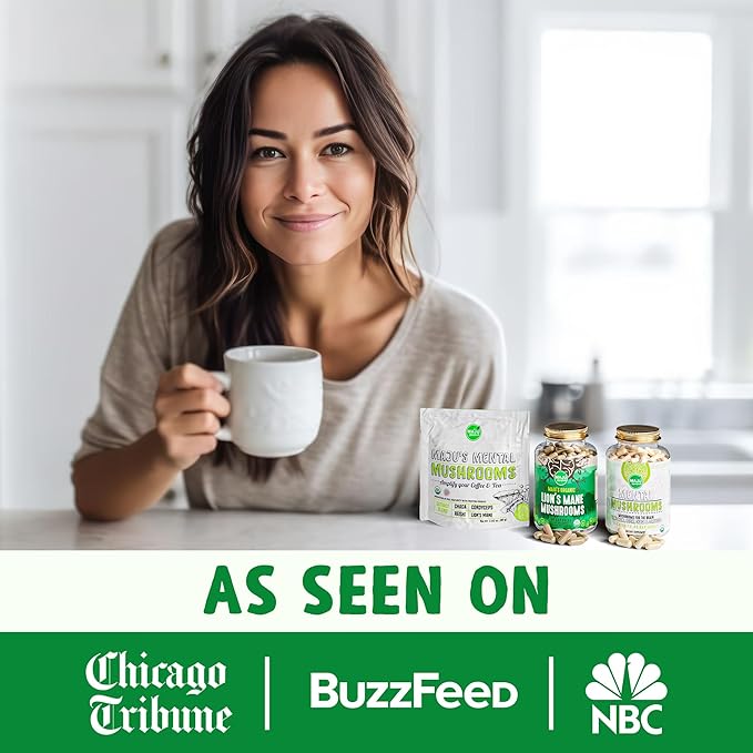 Maju Superfoods Organic Lions Mane Mushroom Capsules 90ct, Fruiting Bodies Steam Extract, Organic Mushrooms with Black Pepper Extract, Hericium Erinaceus