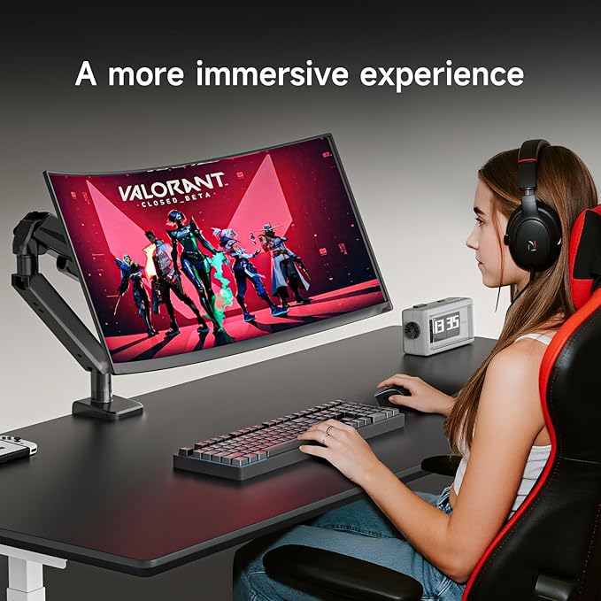 Pholiten Adjustable Rotating arm for Monitor Stand - Supports 1-33lbs Weight, Supports 45 inch Straight screen/49 inch Curved Screen, Compatible with VESA 75x75-100x100mm Desktop Monitor Mount