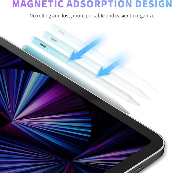 Stylus Pen for iPad 6th-11th Generation-2X Fast Charge Active Pencil Compatible with 2018-2025 Apple iPad Pro 11"/12.9"/M4, iPad Air 3/4/5/M2/M3,iPad mini 5/6 Gen-White Blue