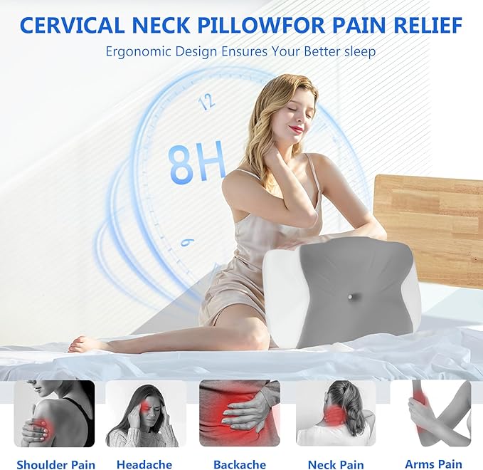 Smart Sound Pillow for Sleep,Tinnitus Sound Therapy & Bluetooth Pillow Speaker Ergonomic Neck Support for Shoulder Cervical Pain Relief,Relaxation and Deep Sleep,Comfortable Breathable,White