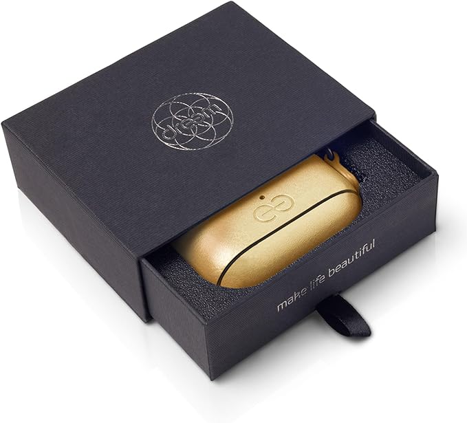 Dreem Om Case Cover with Keychain Clip Compatible with AirPods Pro 2/Pro, Protective One-Piece Hard Shell, Luxury Vegan Leather AirPod Pro Case 2nd/1st Generation with Separate Clip [Gold]
