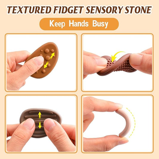 Fidget Toys Sensory Stones for Kids and Adults,6 PCS Texture Worry Stone for Anxiety Autism Teen Calm Down & ADHD Stress Relief,Quiet Fidgets for Classroom Small Prizes Gifts for Travel Toy
