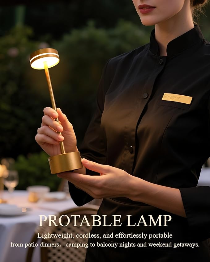 2 Pack Cordless Table Lamp Rechargeable, 3 Way Dimmable Touch Lamp & 5000mAh Battery Operated, Portable Metal Light for Reading/Office/Bedroom/Dining/Nightstand/Gift for Home Décor – Rose Gold