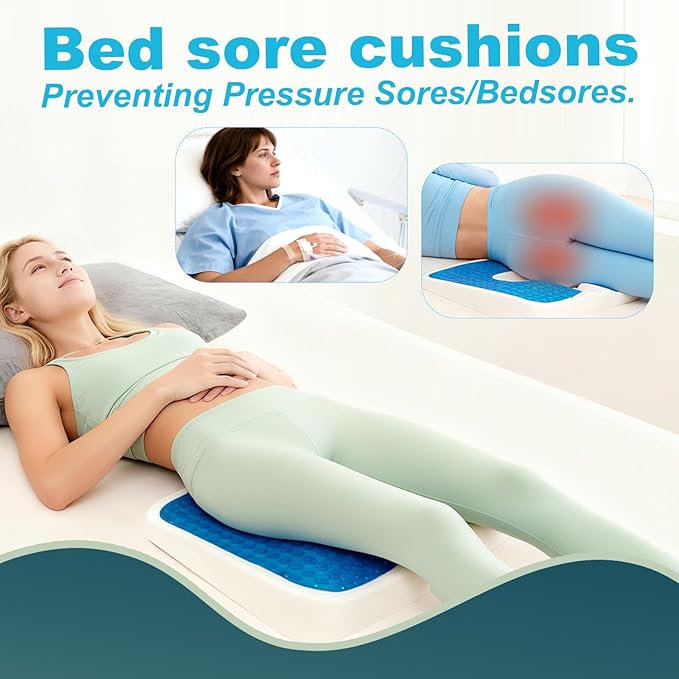 Gel Wheelchair Seat Cushion,Bed Sore Cushions for Butt,Relieve Sciatica,Coccyx,Pressure Sore and Ulcer Pain Relief pillow,Ergonomic Cushion for Office Chairs&Car,Removable&Washable Cover (BLACK)