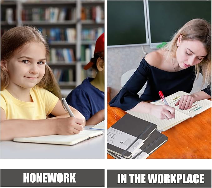 Lined Journal Notebook, 10Pack(Dark Gray), 160 Pages, Medium 5.7 inches x 8 inches - 100 gsm Thick Paper, Hardcover