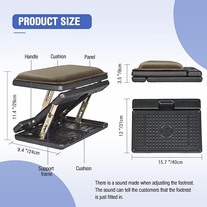 Foot Rest for Under Desk at Work 4-Level Height Adjustable, Lengthen Ergonomic Foldable Footrest for Office, Gaming,Computer, Soft & Removable Pad Desk Foot Stool for All Seasons (Brown Plus)