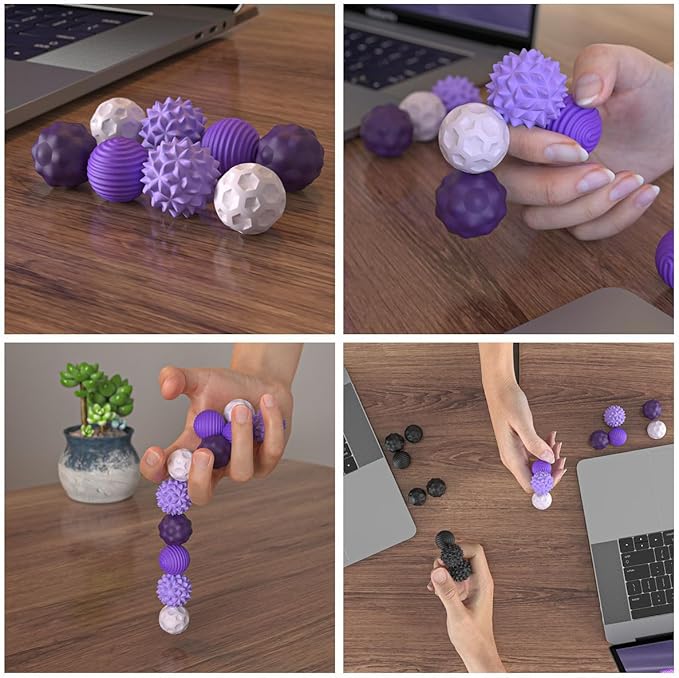 Magnetic Sensory Fidget Balls (8PCS), Weighted Magnet Balls Fidget Toys for Teens Adult ADHD Autism Anxiety, Quiet Stress Relief Office Desk Gadgets, Hand Therapy Sensory Toy Items Gift (Purple)