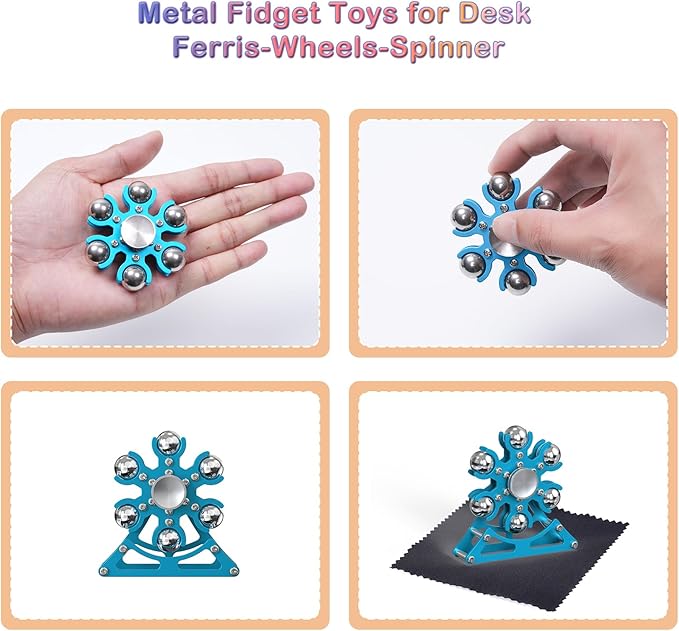 Desk-Fidget-Toys for Ferris-Wheels-Spinner: Metal Kinetic-Spinner 4mins, Cool-Gadgets for Kid Children Teen Adult EDC-Toy, ADHD Tools Cool-Stuff Stress Relief for Office Home School Christmas
