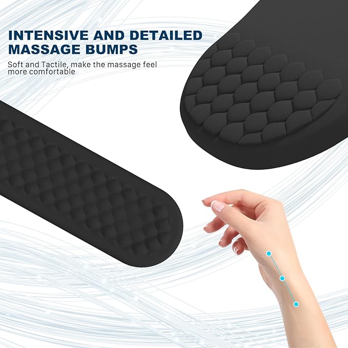 Ergonomic Mouse Pad and Keyboard Wrist Rest with Massage Design, Space-Saving Mouse Pad Wrist Support, Memory Foam Wrist Rest with Non-Slip PU Base for Computer Desk, Black