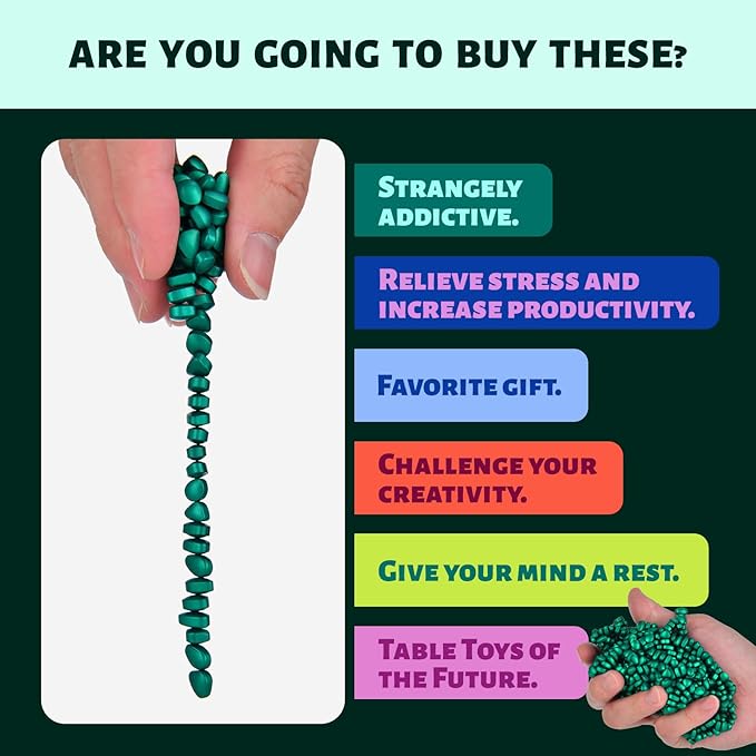 Putty Rocks, Cyan More Than 600 Weak Magnetic Smooth Ferrite Pebbles, Desk Toys and Time-Killer for Adults