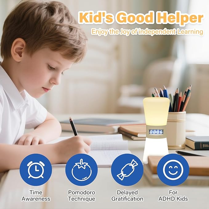 LED Visual Timer Hourglass - Rechargeable Digital Countdown ADHD Timer for Kids & Adults (1-99 Mins Adjustable), Time Flow Simulation with Time Management for Classroom,Kitchen,Room,Home