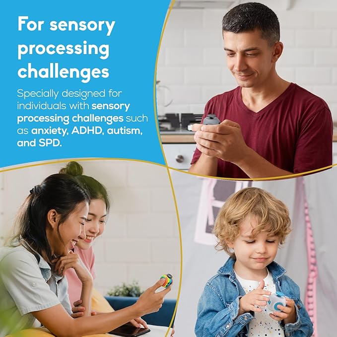 PILPOC theFube Fidget Cube, 6-Sided Stress Relief Infinity Cube for Adults & Kids, Boosts Concentration, Mindfulness Aid, Silent & Audible Modes, Includes Carry Case for Portability (Charcoal)