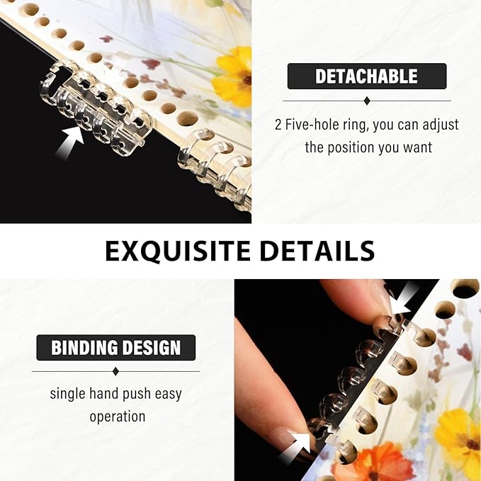 senya Spiral Notebook Ruled 2 Pcs, Horse Among Flowers Journals for Study and Notes 60 Pages with Durable Hardcover