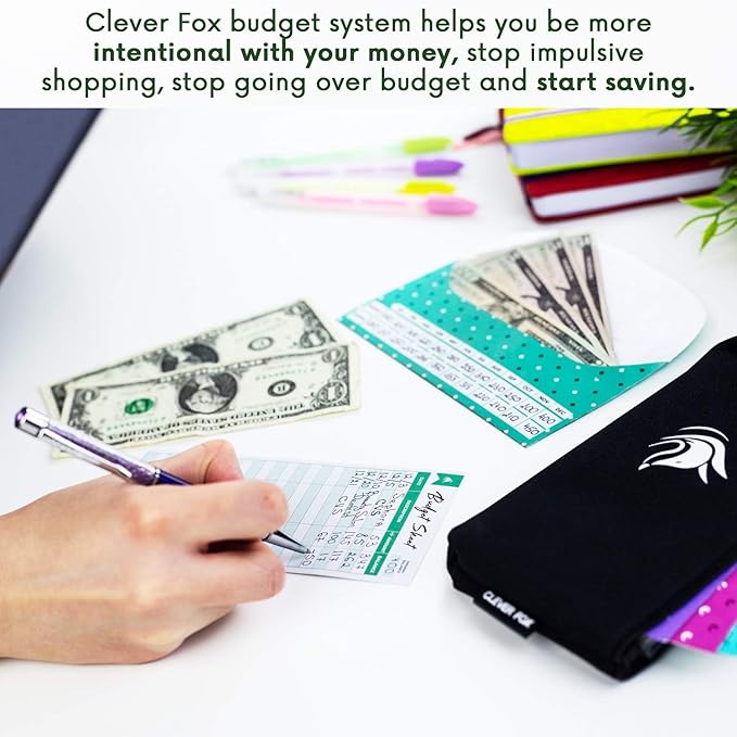 Clever Fox Cash Envelopes for Budgeting System – Budget Envelopes for Cash Budgeting and Saving, Tear and Water Resistant, Includes Carry Pouch & 12 Expense Tracking Budget Sheets, 12 Pack - Jazzy