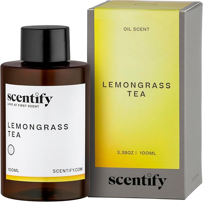 Scentify Lemongrass Aroma Oil Refill Scent for Oil Diffusers - Lemongrass, Clove, Musk Scents - Luxurious Relaxing Aromatherapy Diffuser Fragrance 100ml, 3.38 oz