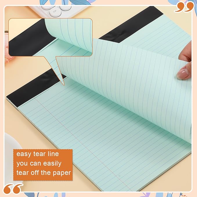 Lincia 12 Pcs 11" x 9.5" Legal Pads College Ruled Notepad Landscape Notebook Horizontal Lined Notebook 80 Gsm Assorted Colors Paper Pastel Writing Pads for School Office, 40 Sheet (Macaron Color)