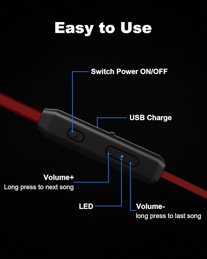 NANAMI Bluetooth Headphones Wireless Earbuds - Sports Magnetic Neckband Wireless Headsets, HiFi Stereo Deep Bass Updated Bluetooth 5.3 Earphones IPX7 Waterproof with Mic for Gym Running 24h Playtime