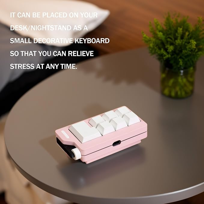 Keyboard Fidget Toys for Adults 3D Printing Keyboard Clicker Fidget Sensory Fun Toys with Keycaps Switch for Anxiety Decompression (Pink)