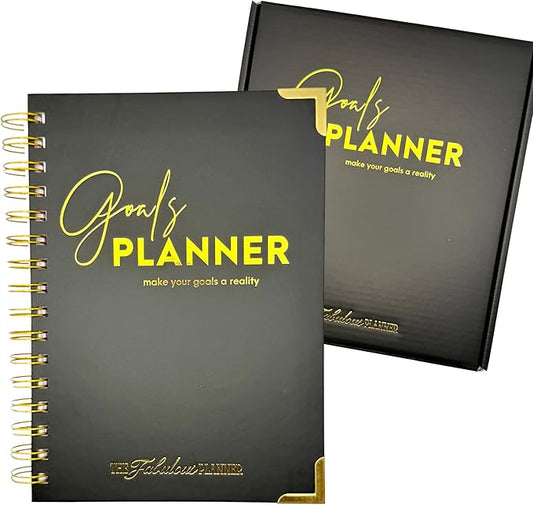 Undated Goal Planner, Daily & Weekly Organizer & Productivity Planner with Goal Setting Worksheets, To Do lists Journal, Notes & Ideas Pages, A5 Size (Black)