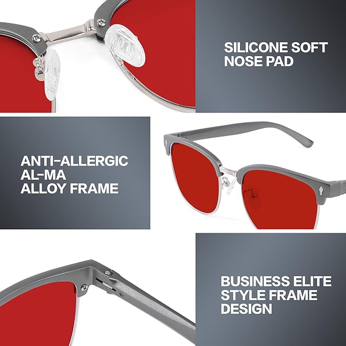 BIRCEN Blue Light Blocking Glasses: Al-Mg Metal Bluelight Computer Clear Glasses for Men Women Anti Eyestrain Office Home