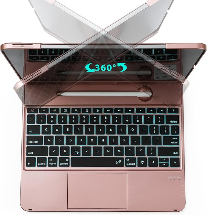 Keyboard Case for iPad Air 13 inch M3 2025&M2 2024, Mulit Touchpad Backlight 360 Rotatable Cover Wireless Pencil Holder