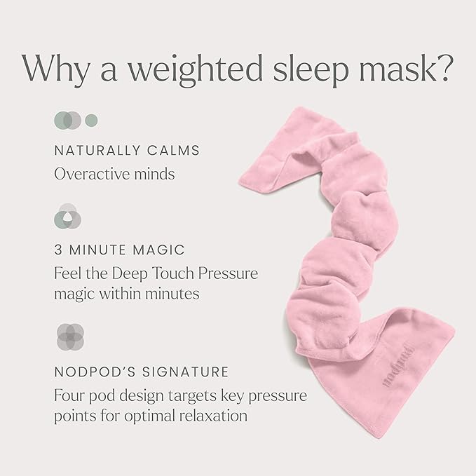 Nodpod Weighted Blanket & Sleep Mask Bundle – Ultra-Soft Body Blanket with Glass Beads + Light-Blocking Eye Mask – Relaxation, Comfort, Travel & Better Sleep - Blush Pink