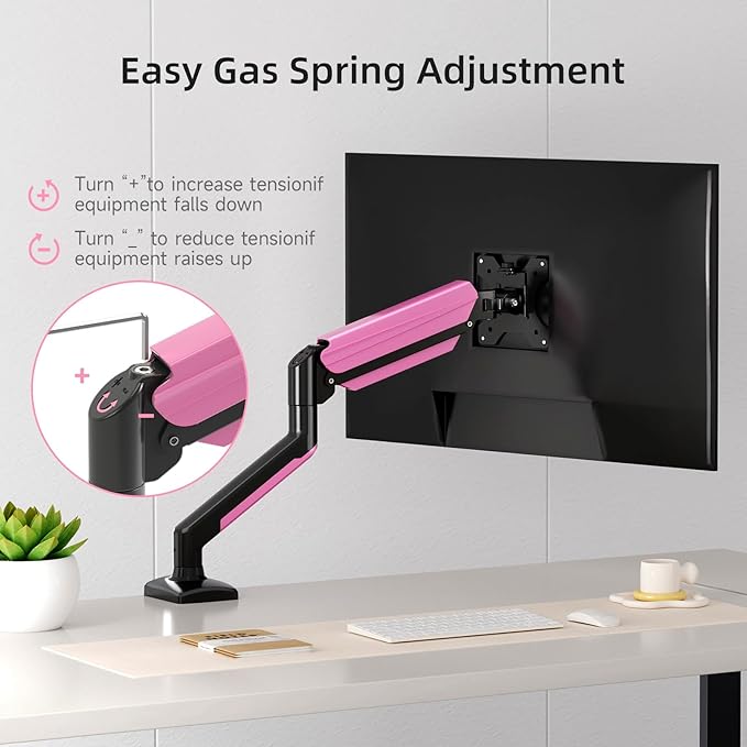 suptek Single Monitor Mount for 13-32 inch, Adjustable Gas Spring Monitor Arm Desk Mount Stand, 4.4-19.8lbs Screen, with VESA Mount 75x75/100x100mm(MD01ABP)