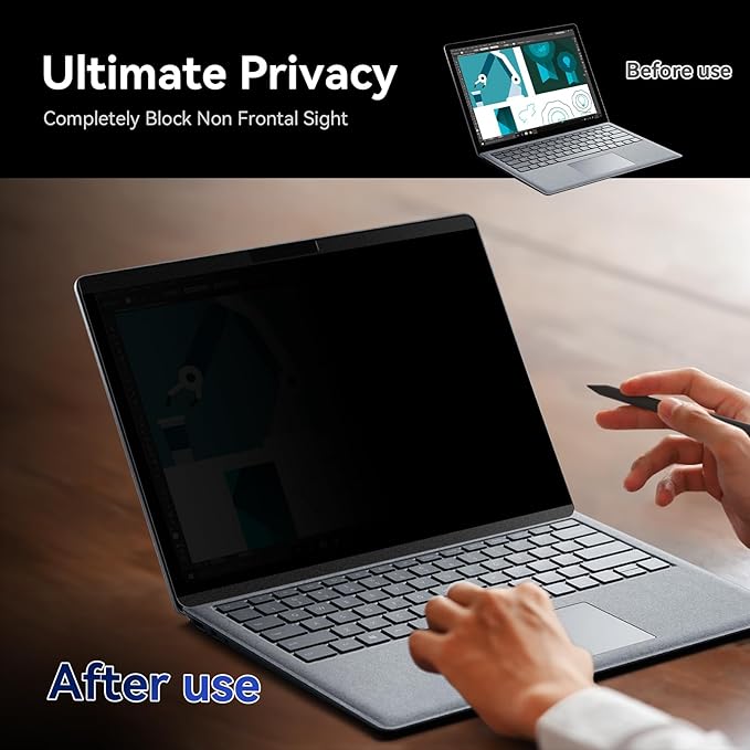 Magnetic Privacy Screen for 14.4 inch Microsoft Surface Laptop Studio 2/1, Removable Anti Glare Blue Light Laptop Privacy Filter, Anti Spy Black Protector Security Private