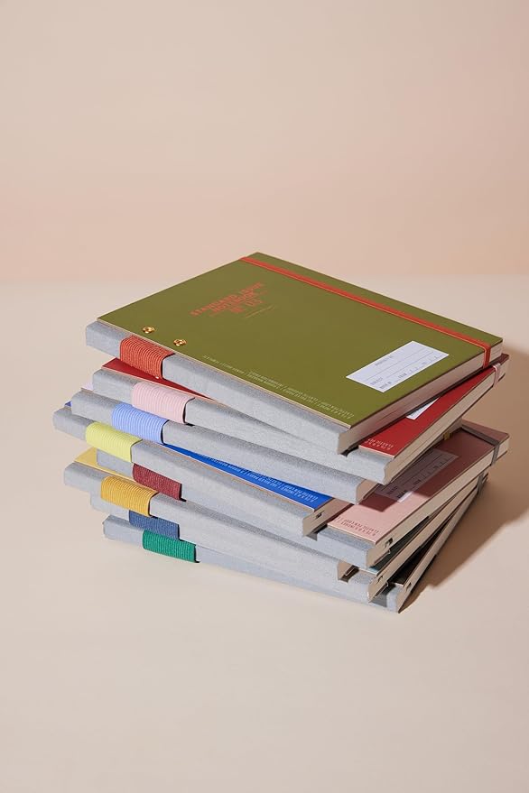 DesignWorks Ink Standard Issue Planner Notebook No. 3 Journal with Lined Pages, Elastic Closure, Pen Holder, and 3 Ribbon Markers for Work, Writing, Journaling - 6.75" x 8.5" - Green