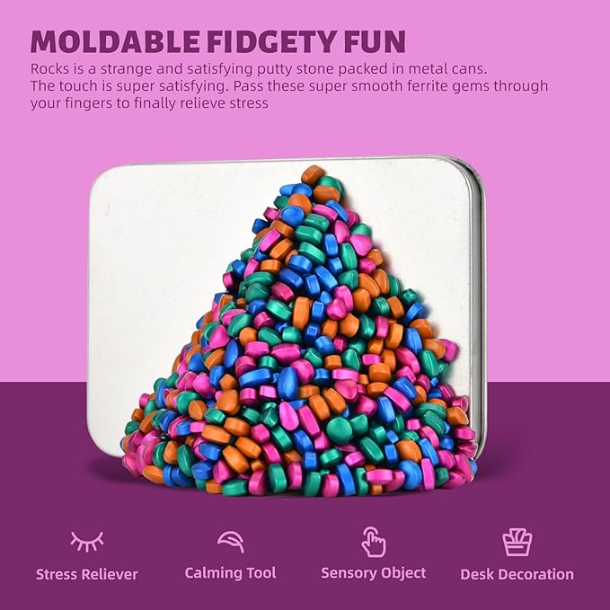 Magnetic Putty Stones,Multicolor More Than 600 Weak Magnetic Smooth Ferrite Pebbles, Magnet Rock Desk Toys and Time-Killer for Adults