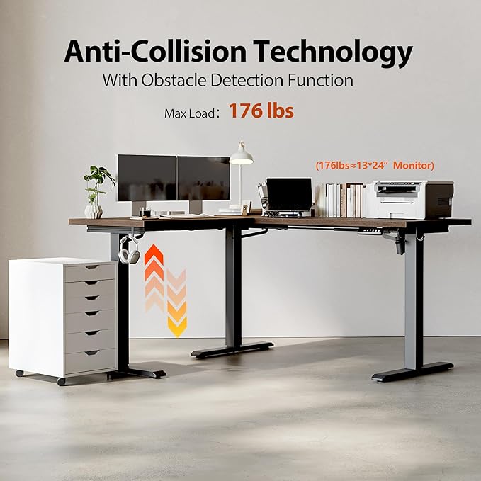 Agilestic 59 Inch L Shaped Standing Desk Adjustable Height, Electric Corner Standing Desk, Sit Stand Computer Table with Splice Board, Rustic Brown