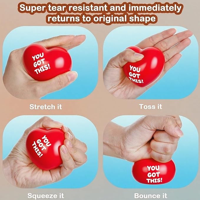 10/50/100 PCS Custom Stress Balls with Logo Text Personalized Stress Balls Bulk for Adults Relief Encouraging for Office,School,Events (Heart Stress Ball)